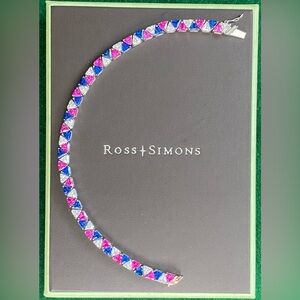 vintage Ross Simons 925 Sterling Silver trillion cut Sapphire Tennis Bracelet